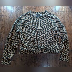 Scotch & Soda Printed Long Sleeve Cropped Sweatshirt